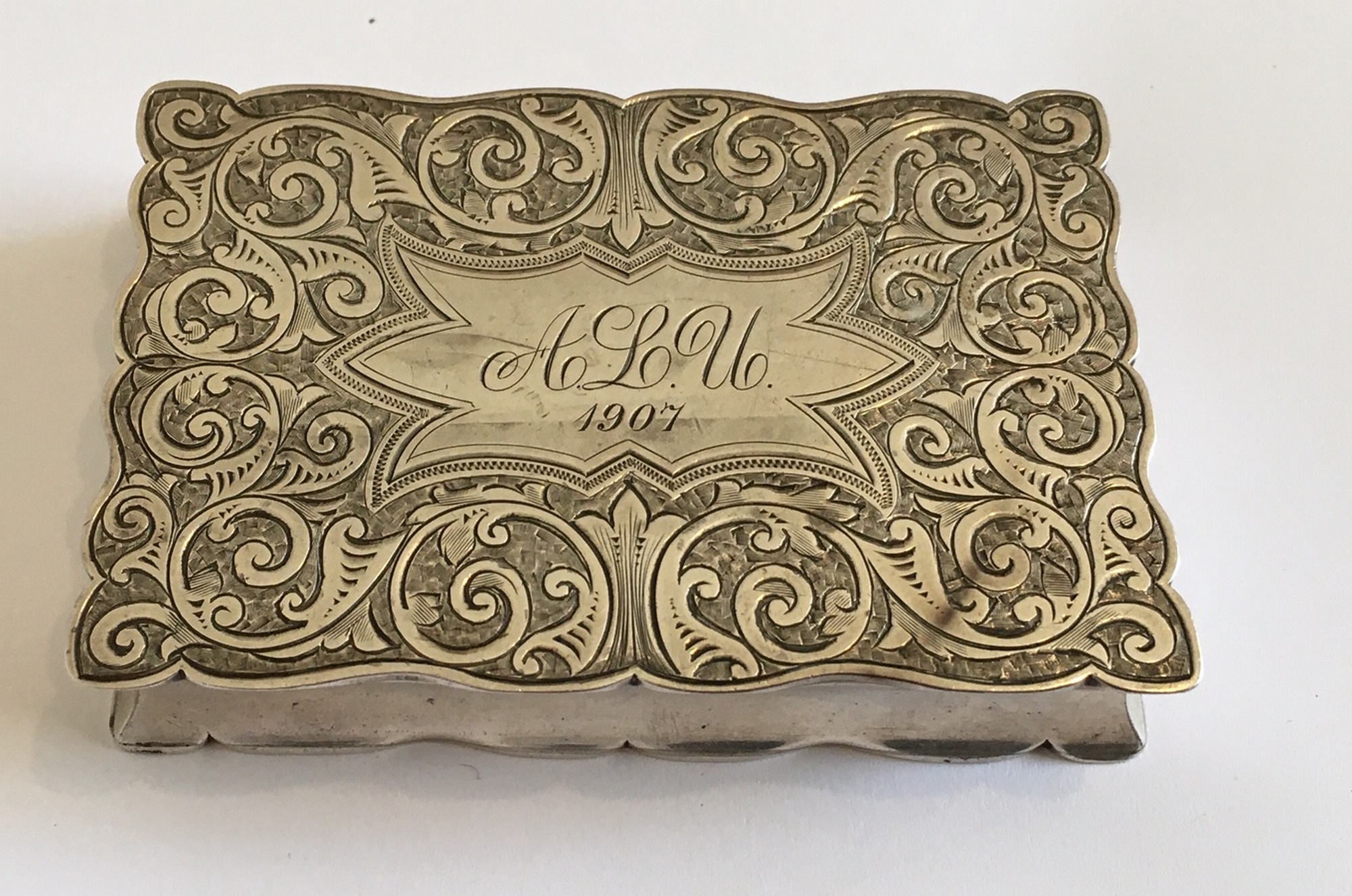 Antique Jamieson Aberdeen White Metal Snuff Box - 87mm x 58mm x 20mm - dated 1907.