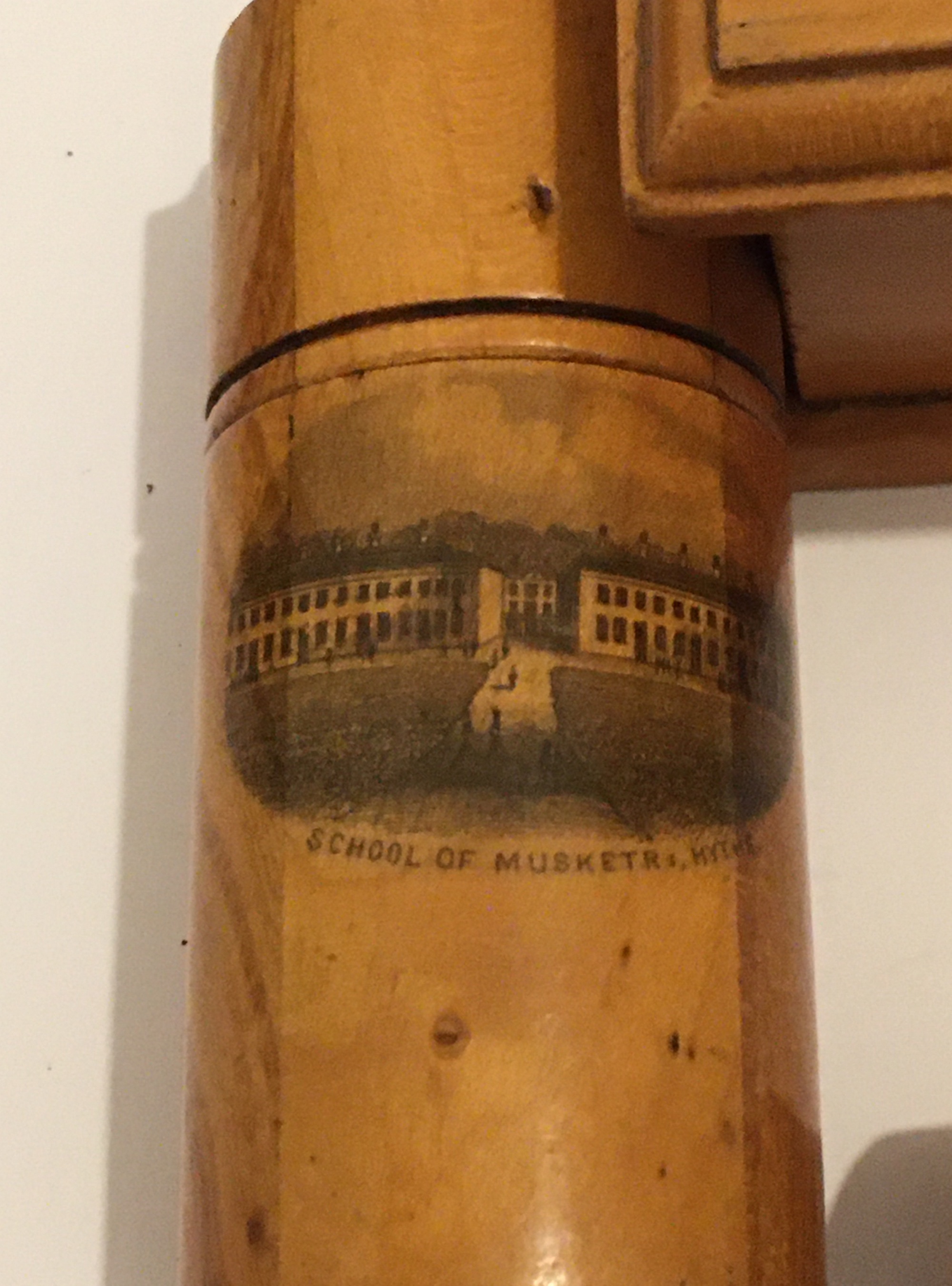 Lot of Mauchline Ware including Fyvie Castle, Dumbarton Rock, The Dhruim and School of Musketeers. - Image 4 of 6