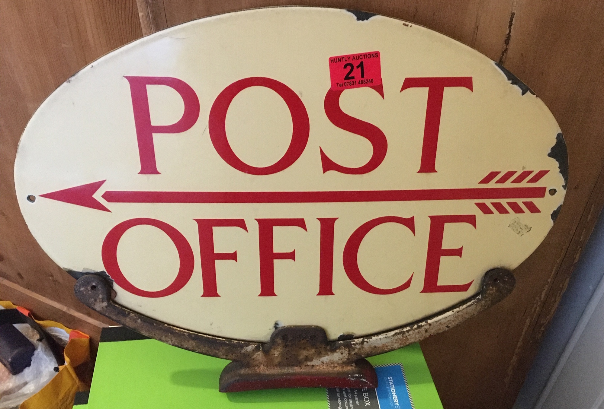 Vintage Post Office Double Sided Enamel Sign - 17 1/2" x 12 1/2".