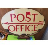 Vintage Post Office Double Sided Enamel Sign - 17 1/2" x 12 1/2".