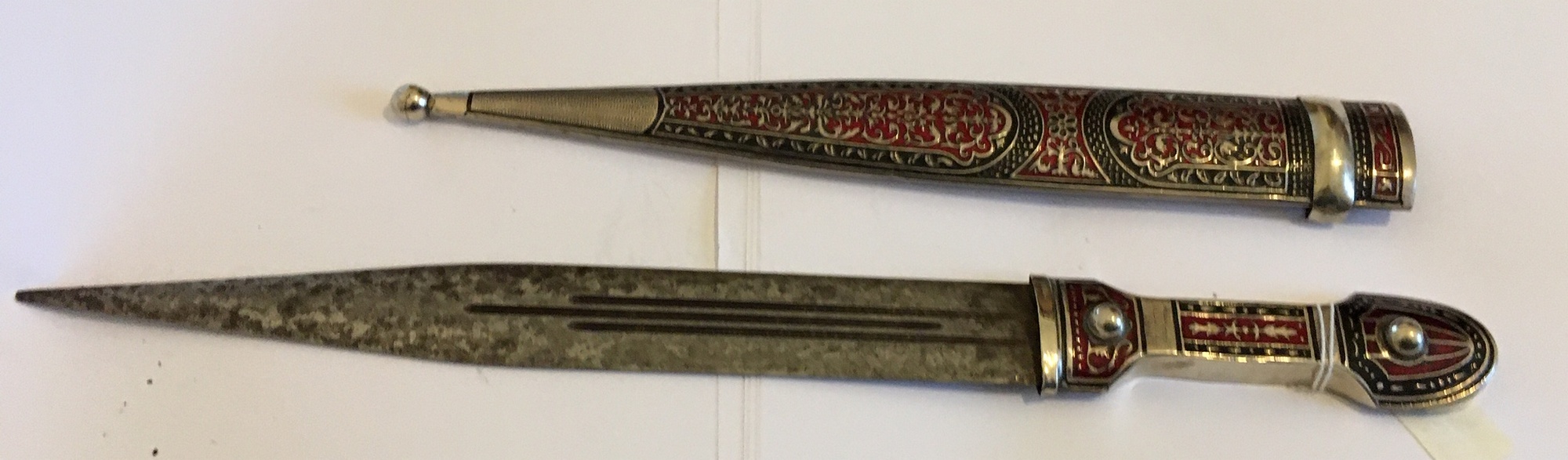 Antique Russian Kindjal Dagger - 43cm overall - blade 27.6cm. - Image 4 of 7