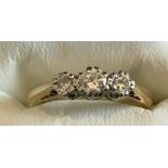 Vintage 18ct Gold-Platinum and Diamond Ring size N 1/2 - 2.6 grams.