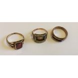 Lot of 3 Georgian Yellow Metal Mourning Rings (8.5) grams - Ann Rolleston 1809-Francis Lucy 1815.