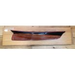 Antique c1900 Wooden Half Model Boat - 24 1/2"(62cm) long x 4 3/4" (11.5cm) tall.