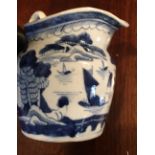Antique Delft Jug with Chinese Scene - 19.5cm tall with damage to handle.