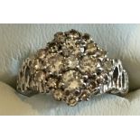 18 karat Gold and Diamond Cluster Ring - size P - 6 grams.