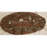 Large Papua New Guinea Carved Wooden Kambot Village Storyboard. Overall size 37" x 19"