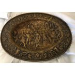 Antique Frans Cleyn Scene Brass Charger/Plaque - 54cm x 42cm.