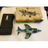 Dinky Boxed 722 Hawker Harrier and Vintage Folding Camera.