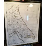 Antique 1786 Framed J Tuke Map of Holderness - 76.5cm x 57.5cm.