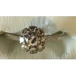 Vintage 18k Gold and Diamond Cluster Ring size O 1/2 - 2.2 grams.