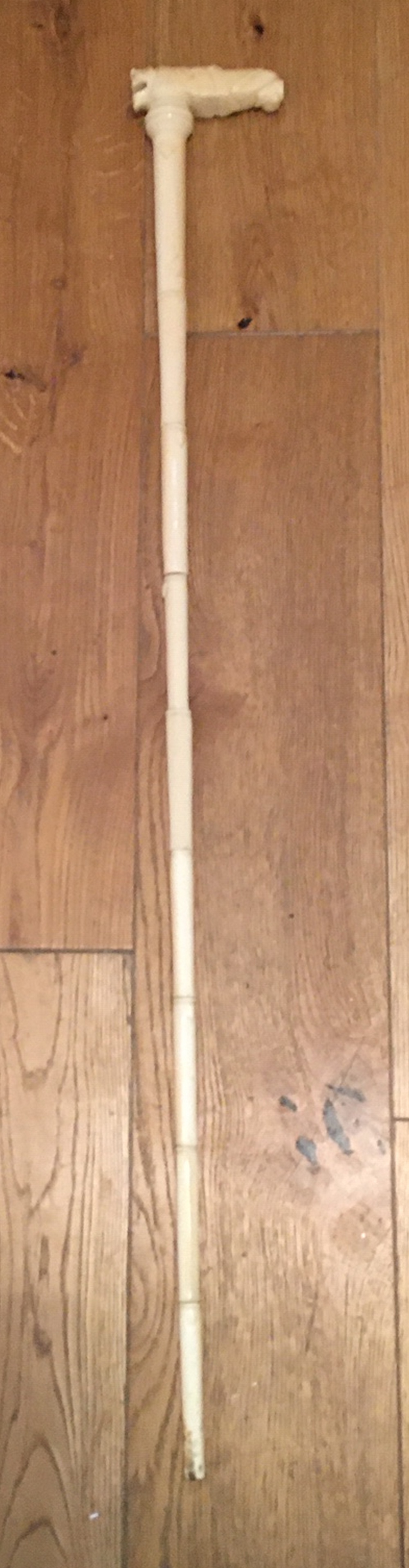 Antique c1880-1900 Ivory Walking Stick - 34 1/4 (87cm) long with Elephant/Tiger Head. - Image 2 of 4