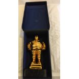 Vintage Boxed Gold Coloured Michelin Advertising Figure on stand - 130mm tall.