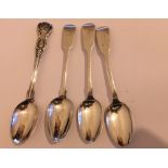 Lot of 4 Scottish Provincial Aberdeen Silver Teaspoons by Sangster, Jamieson and P Gill.