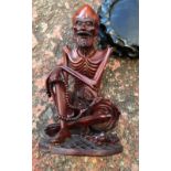 Early 20thC carved boxwood figure thought to be of a Shakyamuni Buddha.