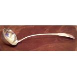 Scottish Georgian heavy solid silver soup ladle. Weight just over 200 grams.