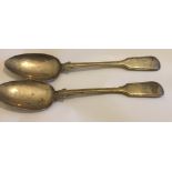 Pair of Large Antique Silver Serving Spoons - 11.7" long -260 grams total weight