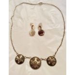Vintage Shetland silver Targe design necklace & Shetland Silver cufflinks