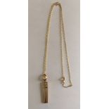 Gold Pendant - 35mm x 5.5mm with a 18" Gold Chain - total weight 1.7 grams.