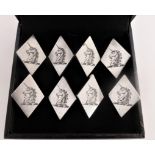 Set of eight Victorian diamond shaped Scottish unicorn shank buttons -26mm x 20mm.