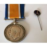 World War One BWM Medal to a S-12080 PTE.E.C.RUSSELL SEAFORTH HIGHRS - KIA SOMME plus Pin.