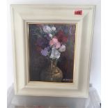 John McKinnon Crawford Oil Painting -15" x 12" (Sweet Peas)