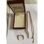 Vintage Boxed Hebridean Jewellery 9ct Gold Pictish Symbol Pendant&Chain and Earrings.