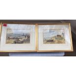 Pair of Watercolours by J Ballingall 1883 - actual Watercolours 24.7cm x 16.7cm.