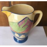 Vintage Clarice Cliff Gibraltar Pattern Jug - 6 3/4" tall - rings true.