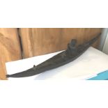 Antique/Vintage Leather and Wood Inuit Kayak - 22" long.