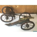 Antique 19tch Century Working Model of a Cannon and Ammunition Cart - 52cm overall.