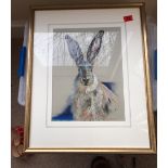 Mel Shand Blue Mountain Hare Painting - actual painting 41cm x 30cm.