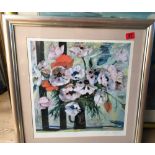 Robin Philipson Pink Poppies signed print - 47cm x 45cm.