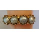 Lot of 2 Antique Yellow Metal Rings - 6.8 grams - Pearl Ring (UK size I 1/2) other ring (UK size O)