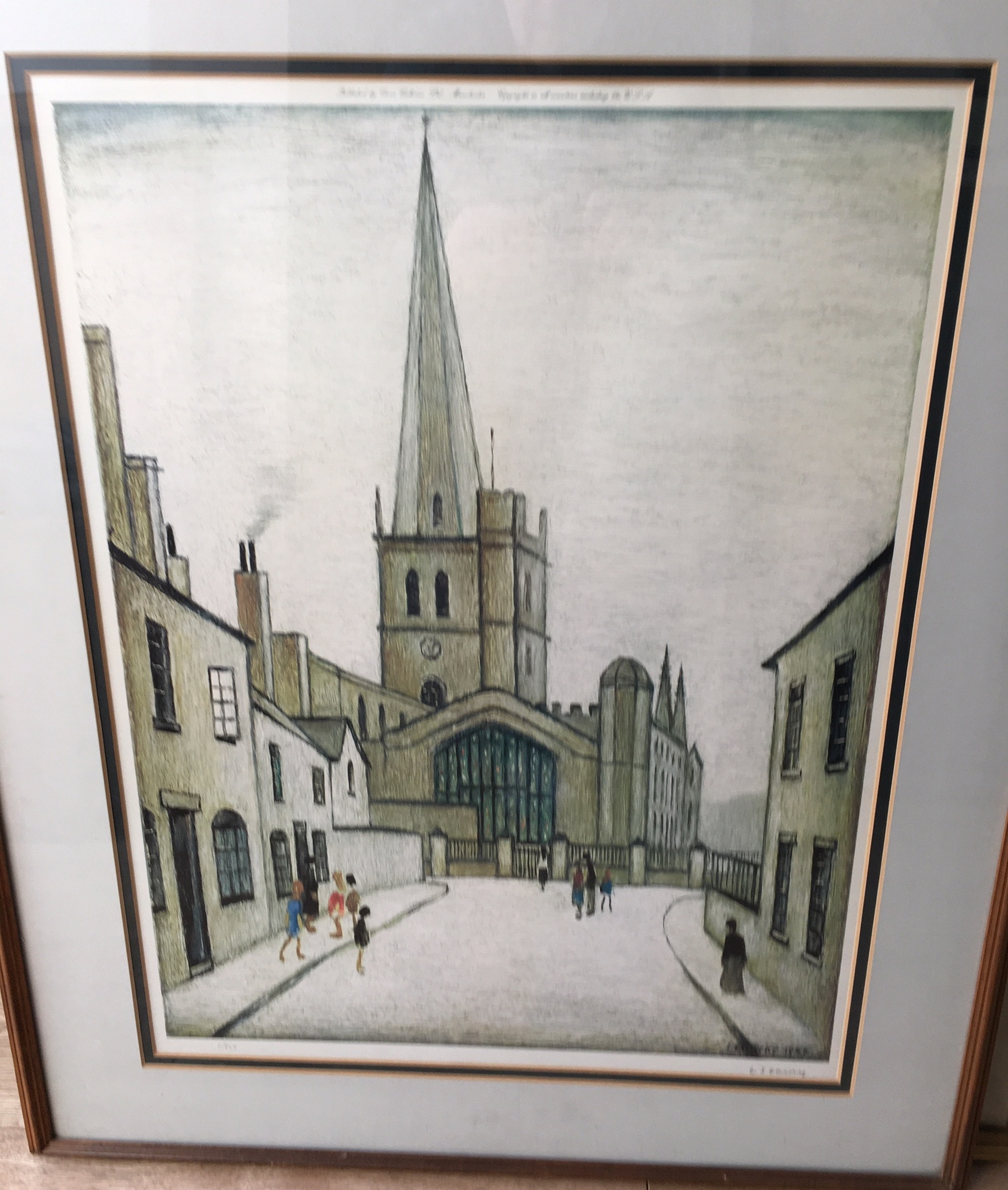 L S Lowry signed Print 1/850 of Burford Church published by Grove Galleries - Manchester 1948. - Image 11 of 12