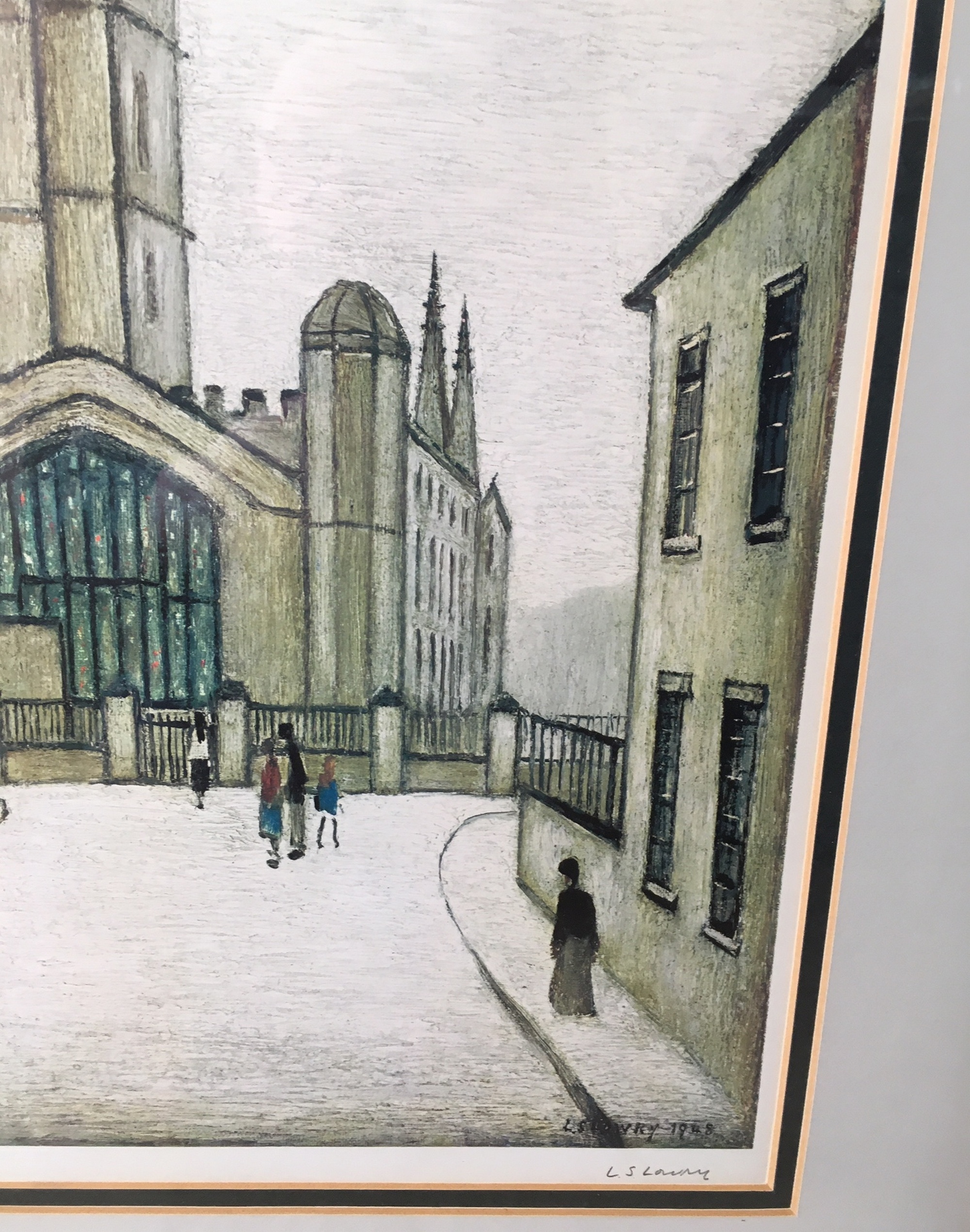 L S Lowry signed Print 1/850 of Burford Church published by Grove Galleries - Manchester 1948. - Image 7 of 12