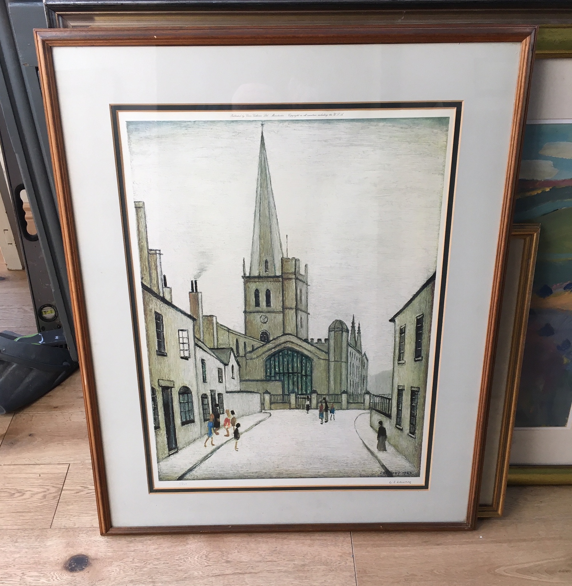 L S Lowry signed Print 1/850 of Burford Church published by Grove Galleries - Manchester 1948. - Image 10 of 12