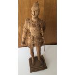 Antique Swiss Treen Carving of a Knight "Arthur" - 7 1/2" tall with pencil text to base.