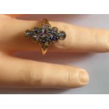 Vintage 9ct Gold and Amethyst/Iolite? Ring - (UK size V) - 2.7 grams.