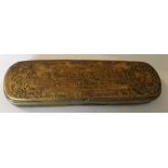 Antique German/Dutch? Brass Tobacco Box - 165mm x 52mm x 22mm.