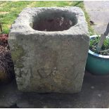 Antique 18th Century Baptismal Font? with M heart U markings and faint 1711 markings.