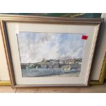 Irvine Russell Harbour Scene Watercolour - 44cm x 36cm.