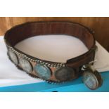 Antique Dog Collar "GOTH" Miss W.J Goode - Polapit Tamar" Cornwall - Belt made up of 16 Silver Crown