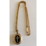 Antique Yellow Metal Locket - 28mm x 22m on a Gold Filled Chain.
