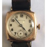 Antique/Vintage Rolex 9ct Gold Cased Prima 15 Jewels Gents Watch - 25mm case - ticking order.