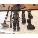 Various African Carvings - tallest 38cm.