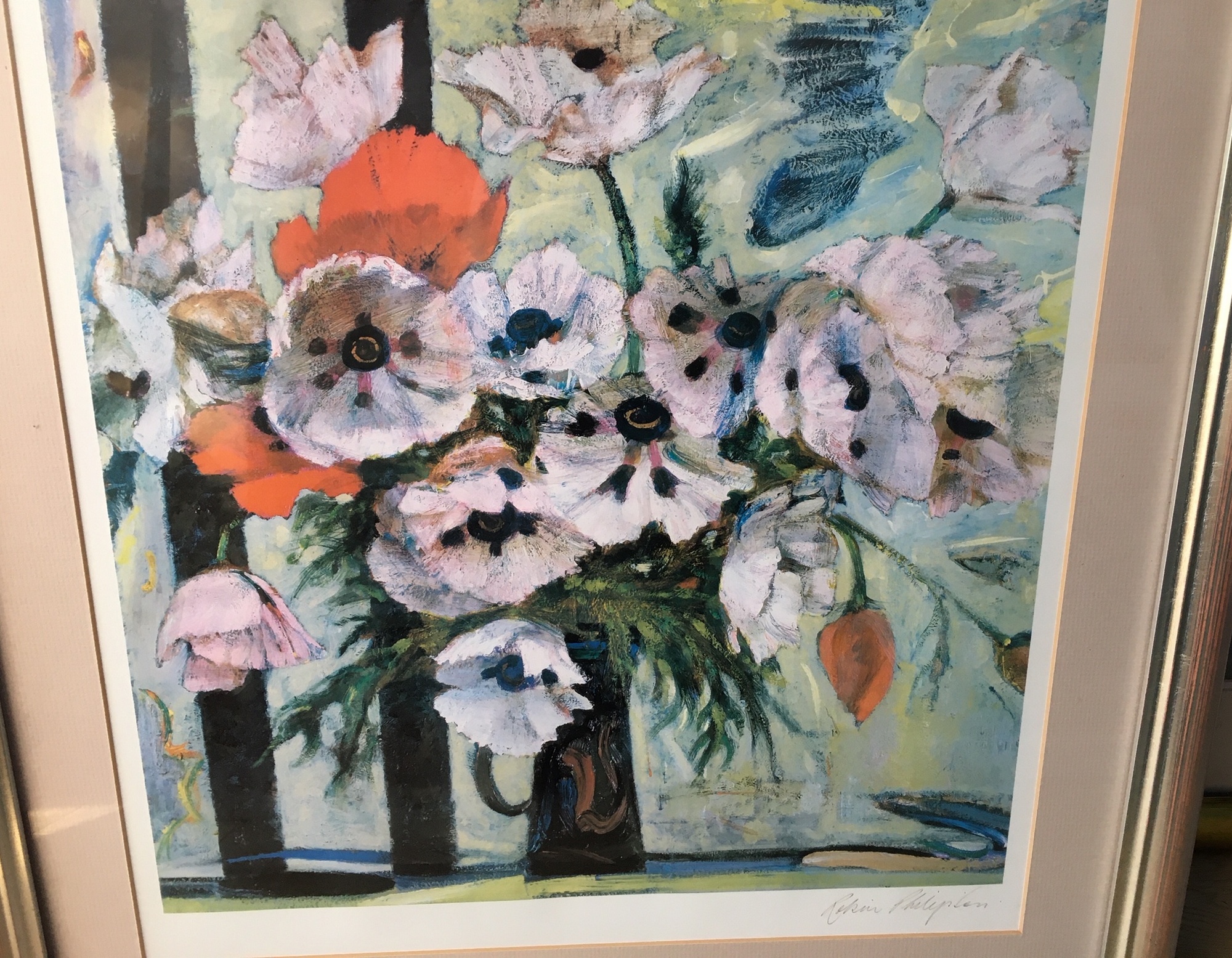 Robin Philipson Pink Poppies signed print - 47cm x 45cm. - Image 2 of 3