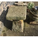 Granite Staddle Stone with Square Top - 22" high with top 16" square.