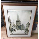 L S Lowry signed Print 1/850 of Burford Church published by Grove Galleries - Manchester 1948.