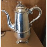 Antique J Keilt London 1829 Silver Coffee Pot - 10 1/2" tall - 8 1/4" at widest - 835 grams.